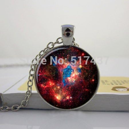 Lawrence Painting Fashion Art Glass Cabochon Necklace Nebula Universe Pendant Space Galaxy Neklace Glass Photo Pendant Necklace Sliver