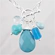 Silvertone Toggle Bracelet with Blue Beads, #11100