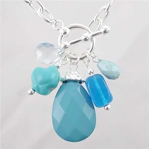 Silvertone Toggle Bracelet with Blue Beads, #11100