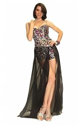 Crystals Crystal Applique Beaded Slit Backless Lace Mermaid Chiffon/Taffeta/Tulle  Dress