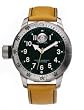 Nautica Men's Brushed Stainless Steel case Camel Leather Strap Watch