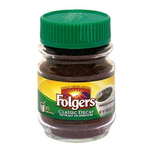 Folgers Classic Roast Decaffeinated Coffee, Instant, 2-Ounce Jars (Pack of 12)