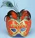 Venetian Red & Black Velvet 1/2 Mask with Feathers