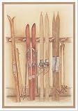 Old Skis I, Skiing Art Poster Print by Laurence David, 12.5x18.5