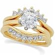 14Kt Yellow Gold Voguish Rays Diamond Ring Guard Enhancer (Center ring is not included)