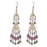 Lee Angel Gold Purple Beaded Chandelier Earring