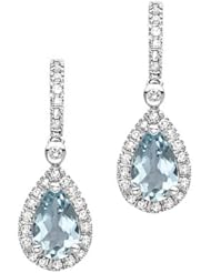 Aquamarineand Diamond Fashion Earrings in 14K White Gold