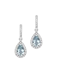 Aquamarineand Diamond Fashion Earrings in 14K White Gold