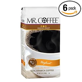 Mr. Coffee Hazelnut Medium Ground Coffee, 12-Ounce Bags (Pack of 6)