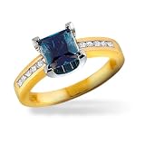 Princess Cut Created Alexandrite and Diamond Ring