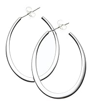 Sterling Silver Sculpted Oval Hoop Earrings
