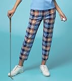 Stretch Cotton Plaid Audra Ankle Pants