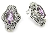 Sterling Silver Filigree Amethyst Earrings