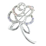 Colorful Rhinestone Studded Flower Pin Brooch