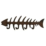 Cast Iron Fishbone Fish Bone Coat Hook Hat Wall Rack 3 Hooks