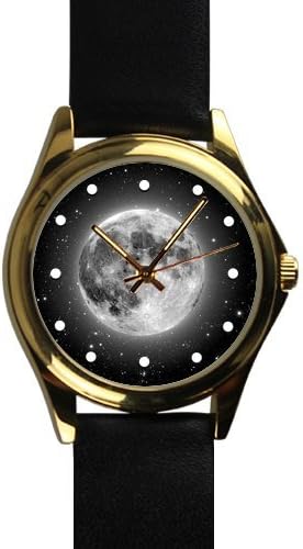 Special Design Rose Gold Space Nebula Universe Galaxy Pattern Unisex Silver-tone Round Metal Watch, Metal watch with black leather watchband