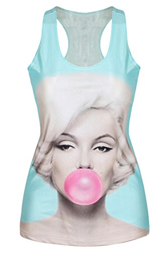 Pink Queen®women Hot Skull Printed Sleeveless T Shirt Tee Tank Tops