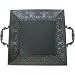 Black Metal Embossed Edges Tray with Handles, 16 inches square