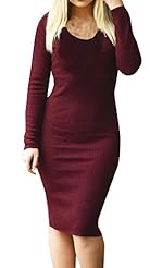 Knit Long Sleeves Winter Midi Dress 