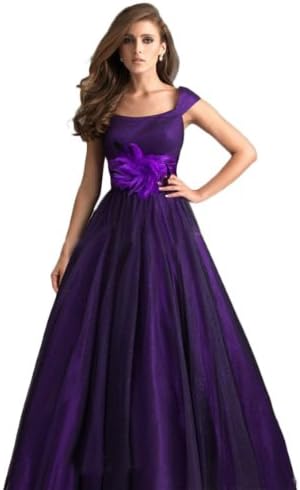 Lace Beading Strapless Empire Waist Long Evening Dress q97(US 14Purple)