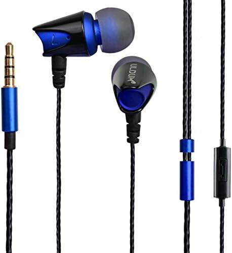 Wired Earbuds, ULDUM Stereo Noise Cancelling HiFi Super Bass Sweatproof In-ear Dual Driver Earbuds with Built-in Microphone for Music Players - Sapphire