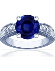 Platinum Round Cut Blue Sapphire Solitaire Ring (GIA Certificate)