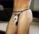 Black and White Mens Cowboy Thong O/S