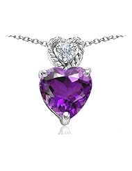 Original Star K (tm) 8mm Heart Shape Genuine Amethyst Pendant in 925 Sterling Silver
