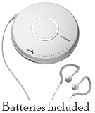Sony Walkman Portable All-in-one Skip-Free CD Player / Digital FM Radio Tuner with Remote Control, Earbud Headphones, 40 preset FM stations, Digital Mega Bass Sound, AVLS & CD-R/RW Playback ** Batteries Included **