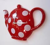 Red Spotty Tea Pot Clock from the London Clock Company - Great Gift Idea!
