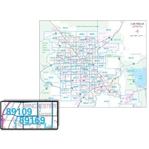 Las Vegas AC Streets Zip Code Wall Map Laminated