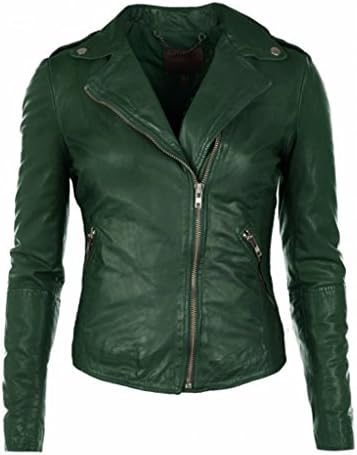Leather Planet Women's Lambskin Leather Bomber Biker Jacket X-Large Green