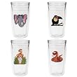 Jungle Friends 12 oz Slimline Insulated Beverage Tumblers Set, Clear (4 designs)