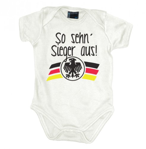 So sehn´ Sieger aus Deutschland Babybody kurzarm s-r-g-print, Grösse:74;Farbe:weiss