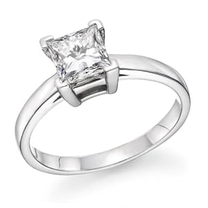 1.20 ct. Princess Cut Diamond Solitaire Engagement Ring in 18k White Gold (D Color, VS2 Clarity enhanced)