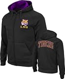 LSU Tigers Charcoal Bootleg Full-Zip Fleece Hooded Sweatshirt