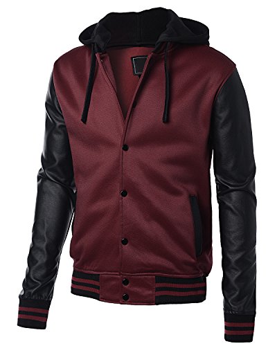 Mens Slim fit Baseball Fleece Jacket with High