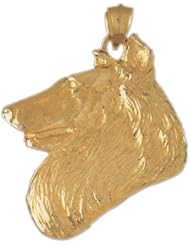 Dazzlers Solid 14k Gold Collie Dog Head Charm Pendant Available in three colors from jewelsberry (weights: 12.4 grams only)