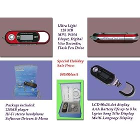 128 MB 3 in one MP3 Player/ Voice recorder/ Flash Pen drive