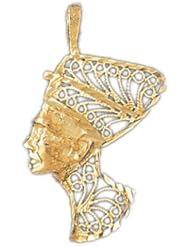 Dazzlers Solid 14k Gold Filigree Cleopatra Charm Pendant Available in three colors from jewelsberry (weights: 1.4 grams only)