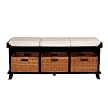 Entryway Bench with 3 Baskets/Cushions - Black
