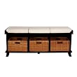 Entryway Bench with 3 Baskets/Cushions - Black