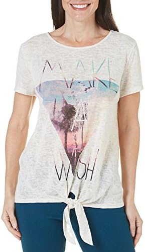 Bobeau Womens Make A Wish Tie Front Top Small Natural
