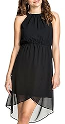 Elasticized   Waistline Chiffon Asymmetric Backless Tunic 