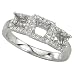 14K White Gold Three Stone Round Diamond Semi Mount Engagement Ring For Princess Cut Diamonds