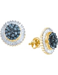 1.0CTW BLUE DIAMOND FASHION EARRING