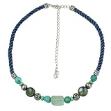 Carolyn Pollack Sterling Silver, Turquoise, Labradorite, Variscite and Fluorite Beaded Cord Necklace