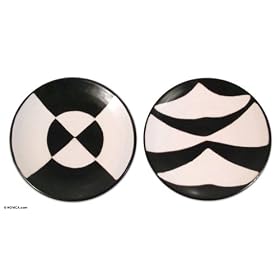 Ceramic plates, 'Contrasts' (pair)