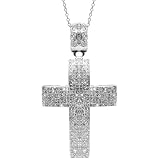 14K White Gold Mens Diamond Cross Pendant 9.50 Ctw