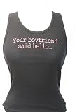 Embroidered Beater Style Tank Top Your Boyfriend Says Hello